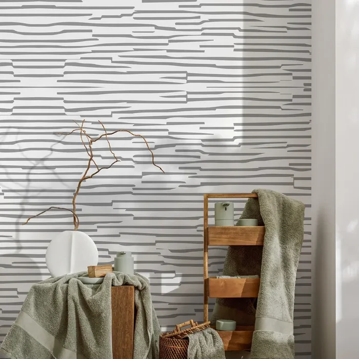 Abstract Wallpaper With Irregular Horizontal Lines In Gray – A009