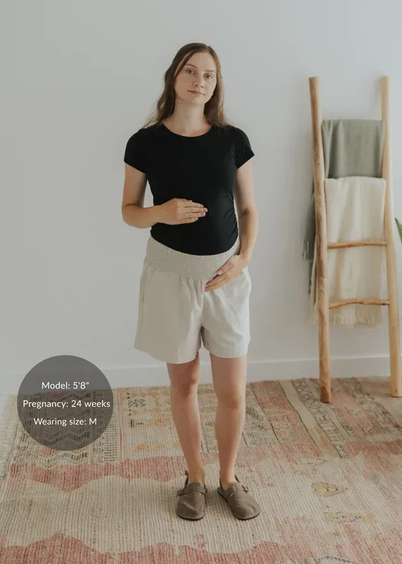 Adaptable Smocked Cotton/Linen Shorts