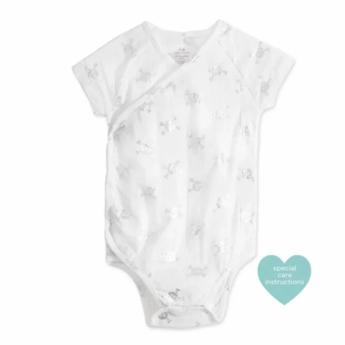 aden+anais Bodysuit Metallic Gray Skulls