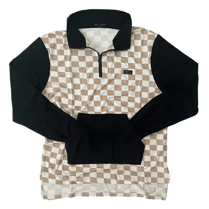 Adult – Bamboo Checkered Color Block Pullover