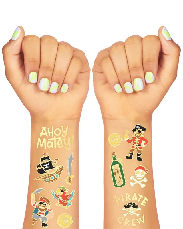 Ahoy Matey! Tats – 44 Foil Temporary Tattoos