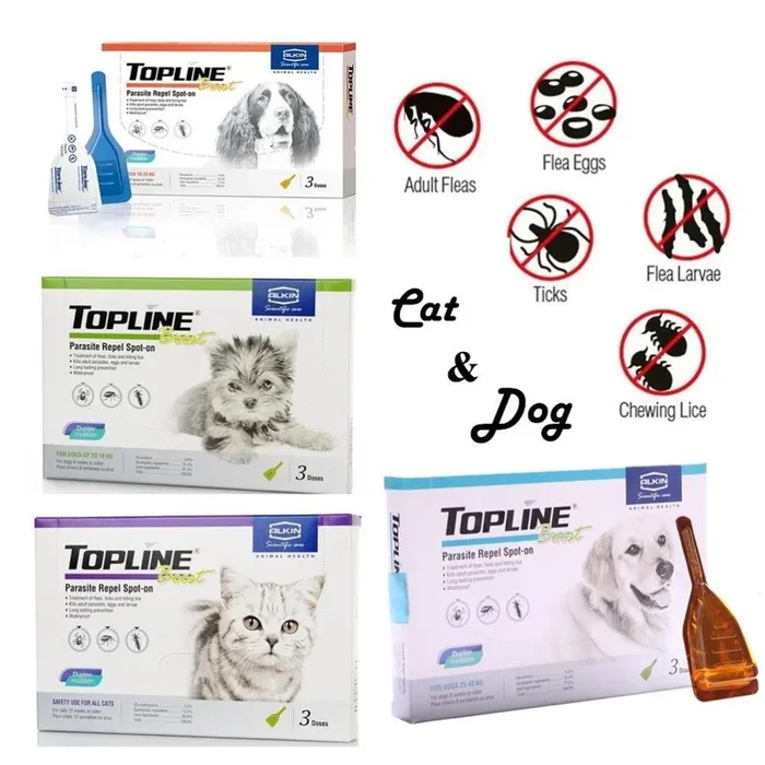 Alkin Topline Fipronil Boost For Dogs & Cats Flea and Tick Biting Lice Treatment