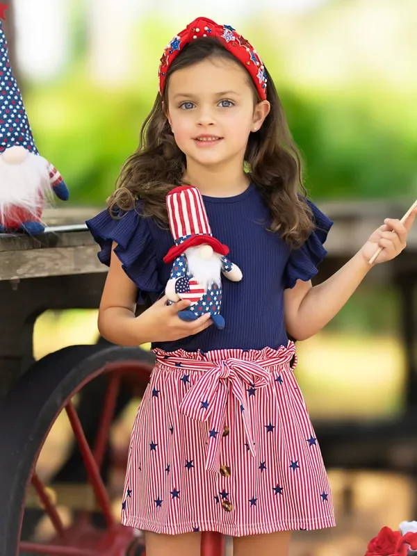 All-American Star Spangled Flutter Top and Skirt Set