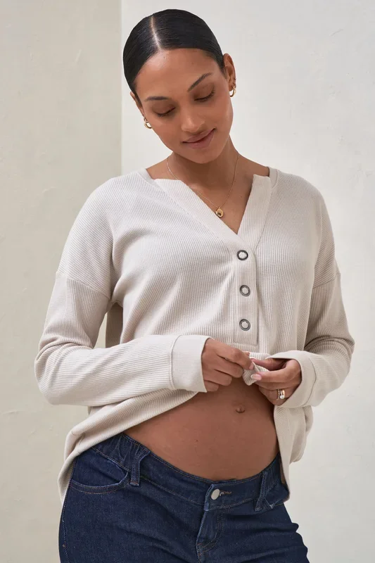 All For Us Waffle Henley – Stone