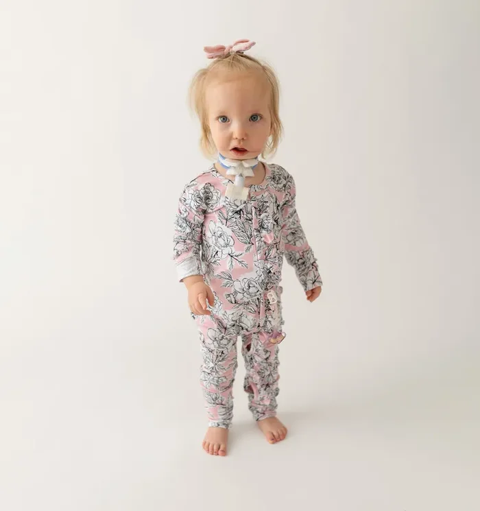 Allie Floral Bamboo Ruffle Convertible Footie (2t-4t)