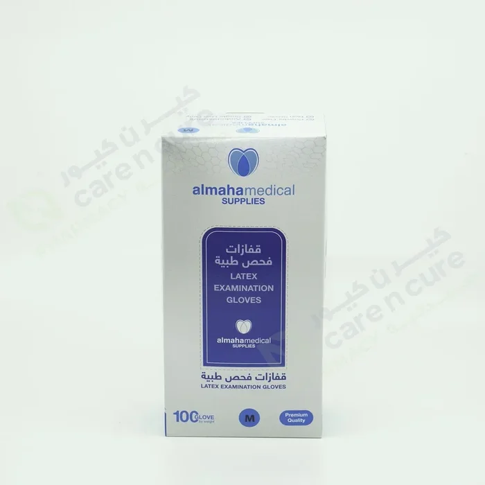 Almaha Latex Examination P/F Gloves Medium 100 Pieces