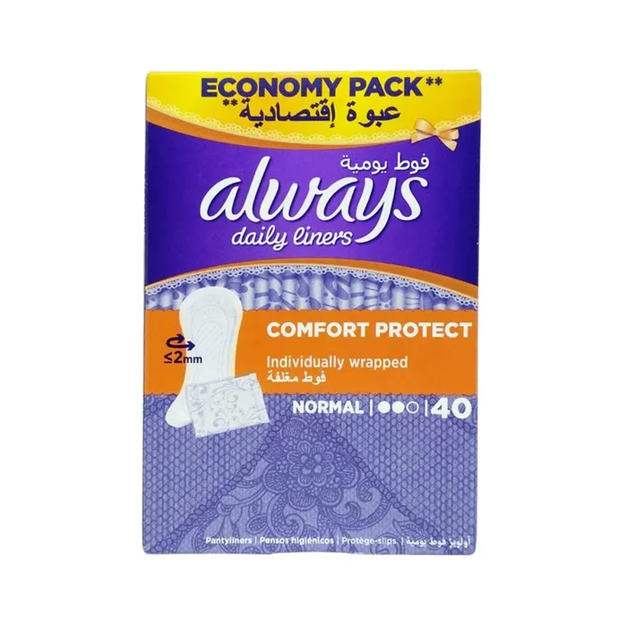 Always Daily Liners Comfort Protect Individually Wrapped Normal 40 Pieces
