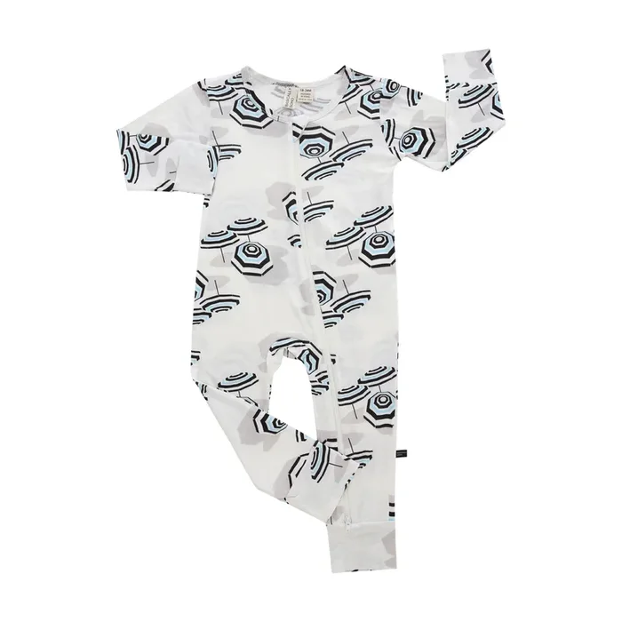 Amalfi Coast Beach Umbrella Black And White Zippered Romper