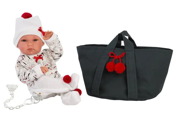 Anatomically Correct Baby Doll With Cherry Carrycot | 13.8 ” | Lucy