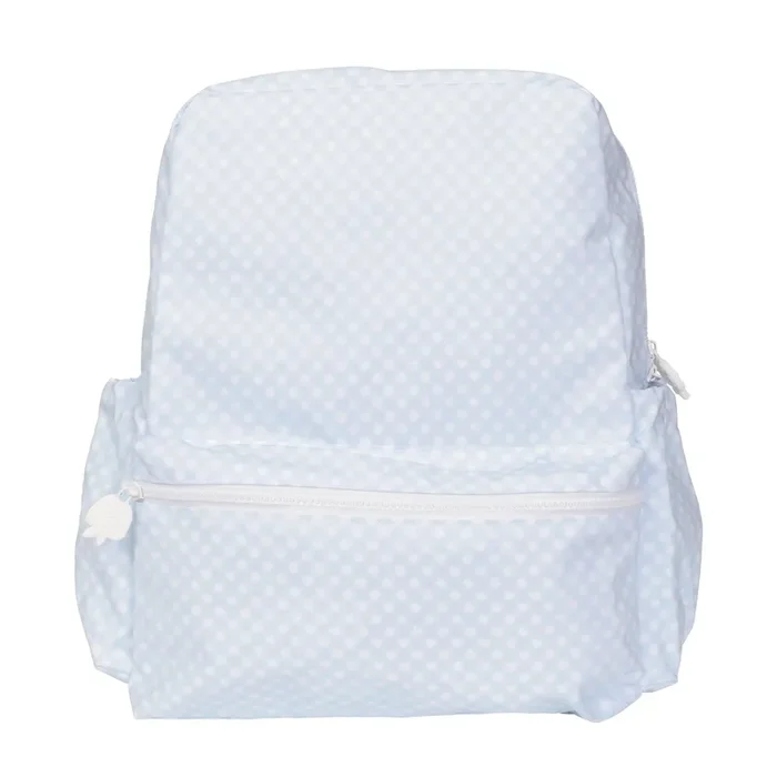 Apple of My Isla Blue Gingham Backpack- Large