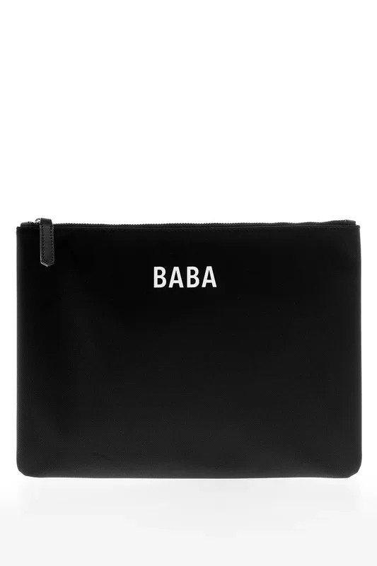 Baby changing clutch made from recycled nylon, black