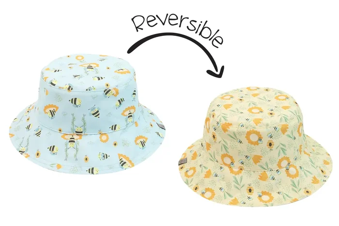 Baby/kids Reversible Patterned Sun Hat – Bees