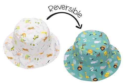 Baby/kids Reversible Patterned Sun Hat – Grey Zoo