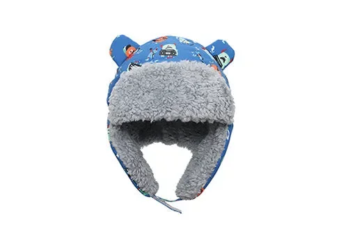 Baby/kids Water Repellent Trapper Hat – Monsters (blue)