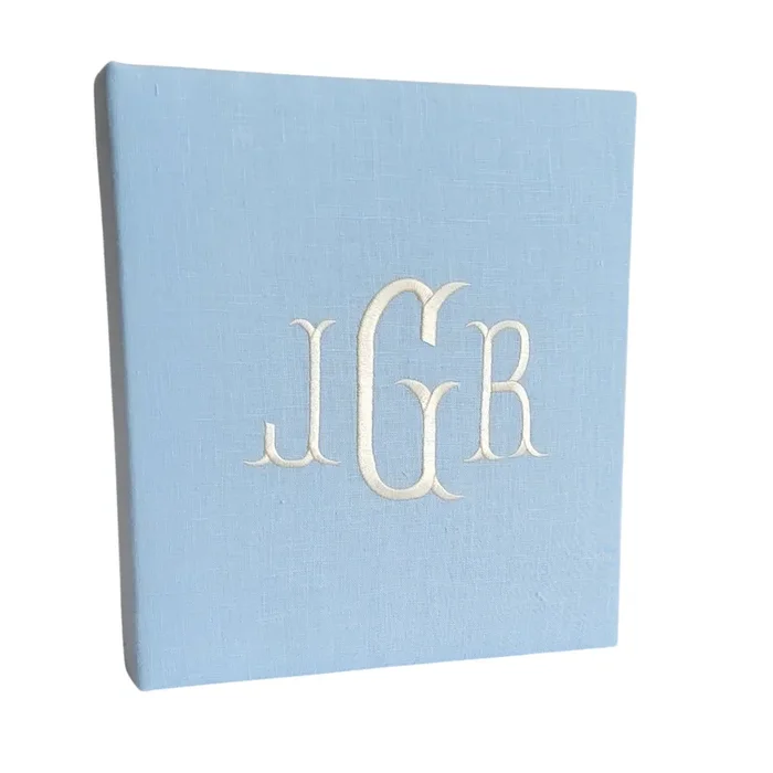 Baby Memory Book – Blue Linen (w/o Bow)