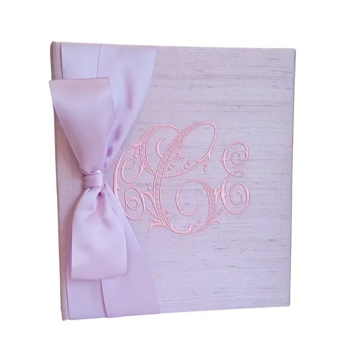Baby Memory Book – Lavender Silk (w/ Satin Bow)