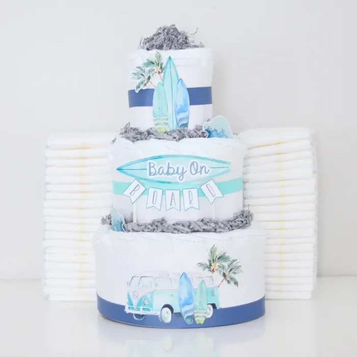 Baby on Board Diaper Cake – Blue