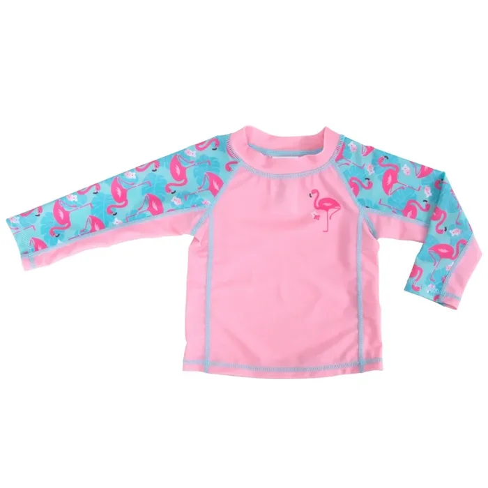 Baby Rash Guard Long Sleeve Swim Top – Flamingo