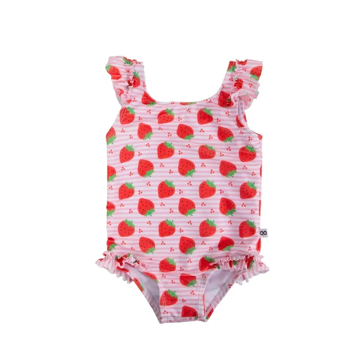 Baby Ruffled One Piece Swimsuit – Strawberry
