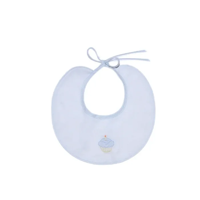 Baby Sen Embroidered Blue Cupcake Bib