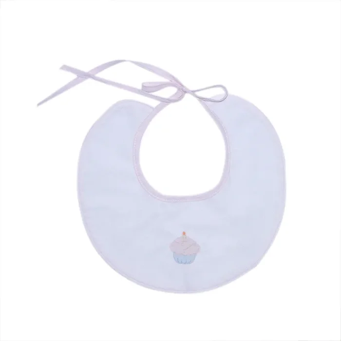 Baby Sen Embroidered Pink Cupcake Bib