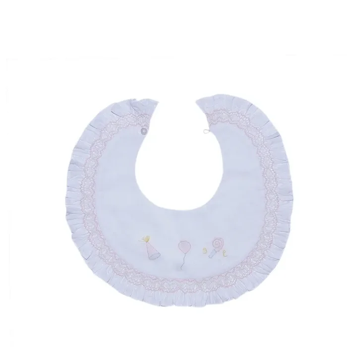 Baby Sen Pink Smocked Celebration Bib