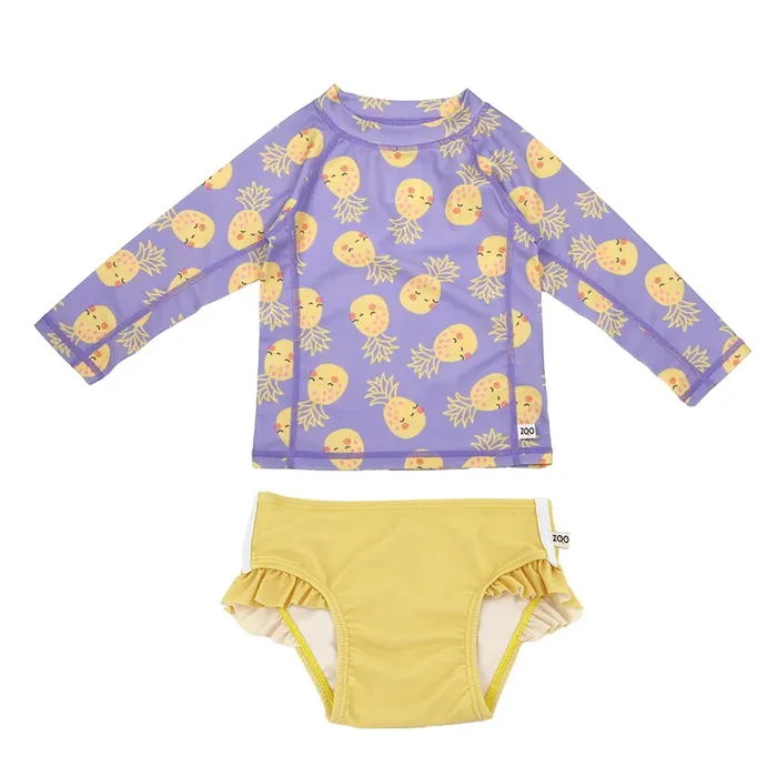 Baby/toddler Girls Swim Top & Bikini Bottoms Set – Pineapple **pre-order (orders Will Ship In Full Early March ’25)**