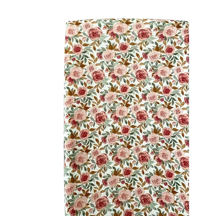 Bamboo Fitted Crib Sheet – Dusty Pink Floral