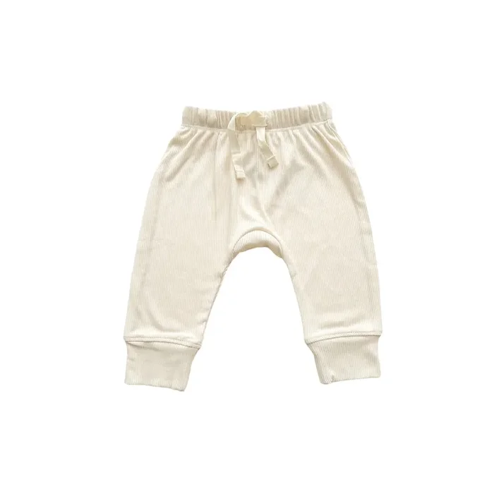 Bamboo Jogger Pants – Cream Ribbed