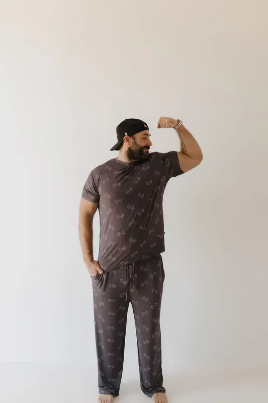 Bamboo Men’s Short Sleeve Pajama | Charcoal Arm Day