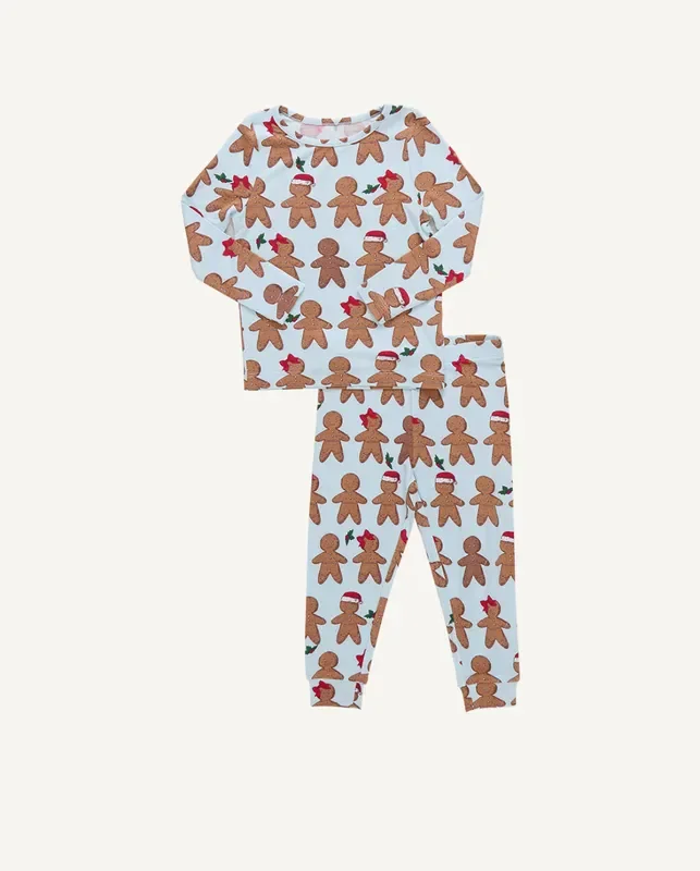 Bamboo PJ Set | Light Blue Gingerbread