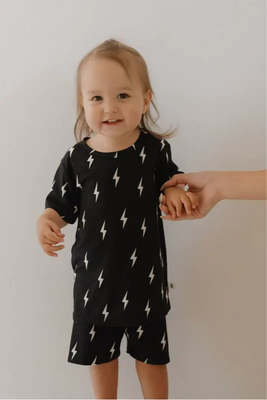 Bamboo Short Set | Midnight Lightning Bolt