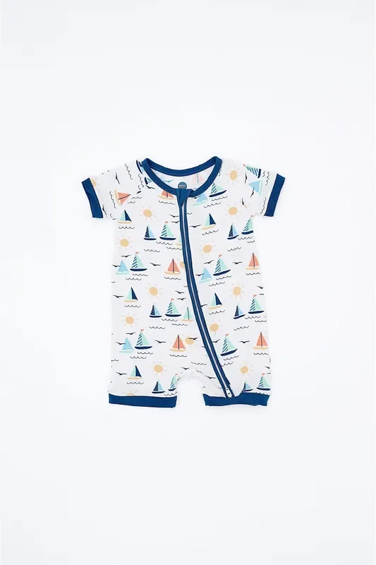 Bamboo Shortie Zip Romper – Kai