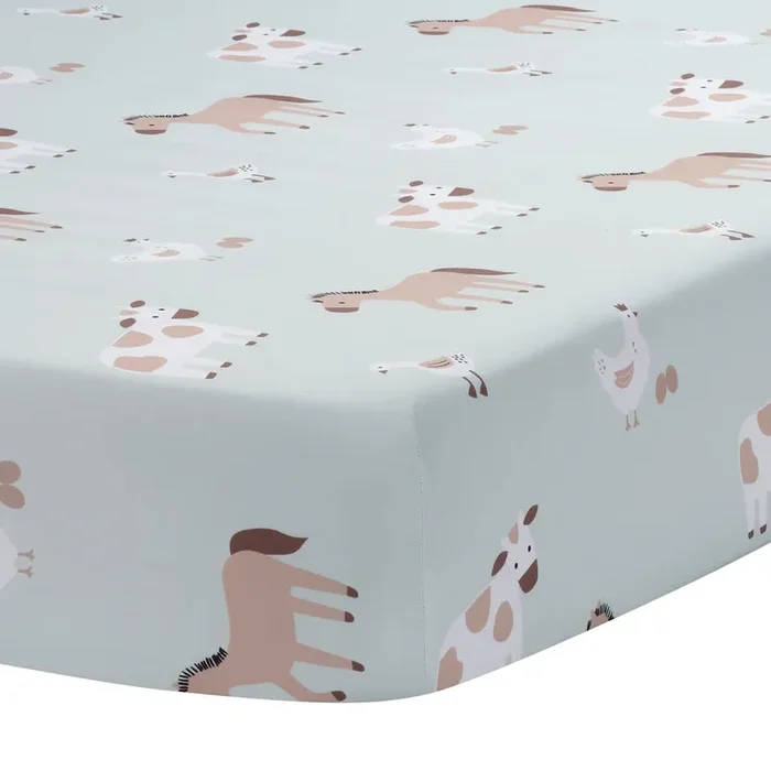Bedtime Originals Farmyard Friends Sage Green Baby Nursery Fitted Crib Sheet