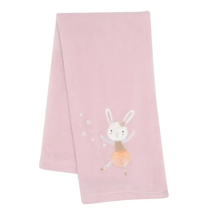 Bedtime Originals Tiny Dancer Pink Ballet Soft Fleece Bunny Applique Baby Blanket