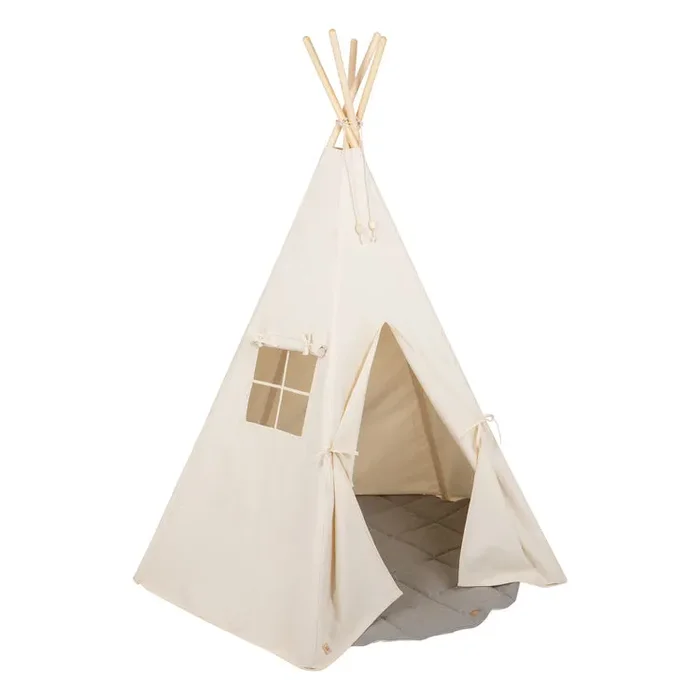 Beige Teepee And Grey Linen – Round Mat Set
