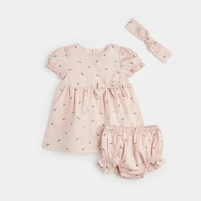 Berry Print on Poplin with Lurex Dress Set (3 pc)