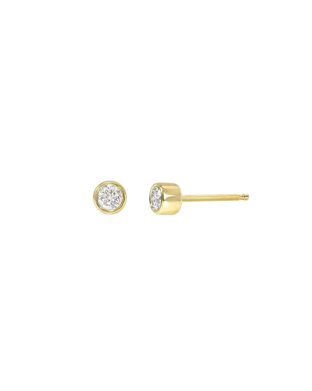 Bezel Diamond Stud Earrings