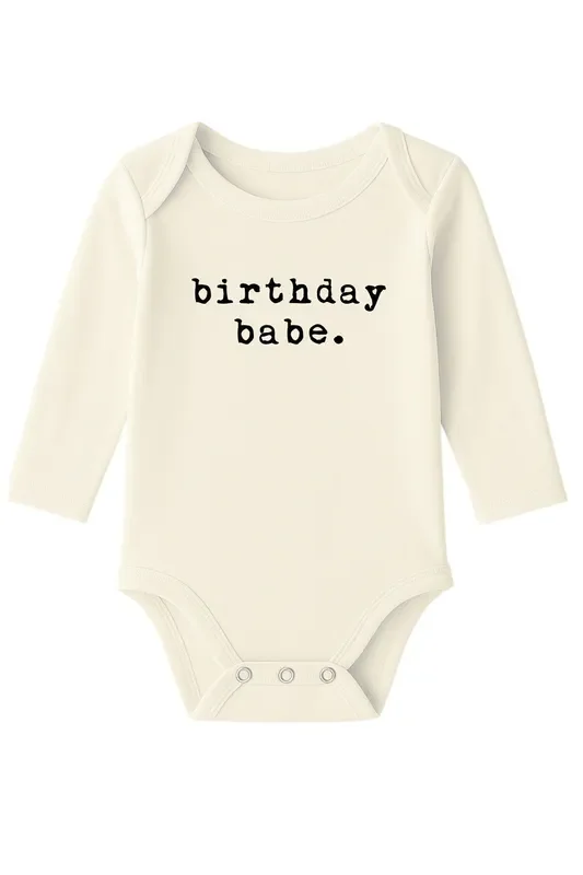 Birthday Babe Organic Cotton Baby Bodysuit Long Sleeve