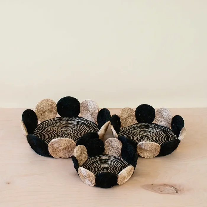 Black And White Abaca Fruit Basket – Tabletop Basket, Set Of 3 | Likhâ