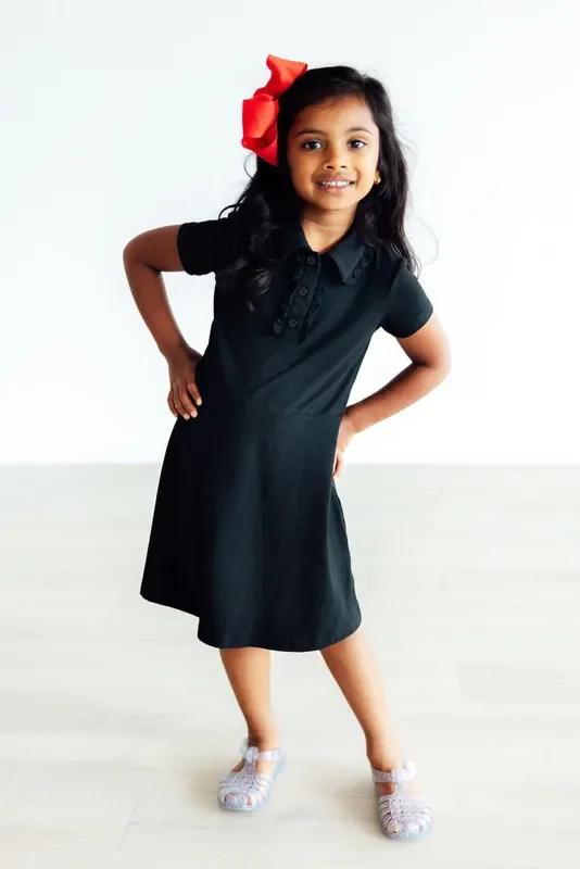 Black S/s Polo Dress