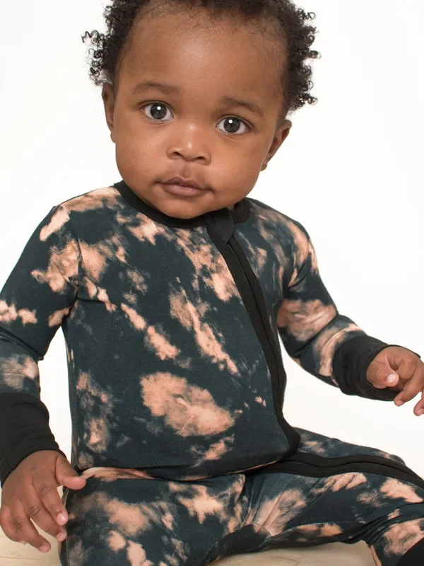 Black Tie-dye Zip Romper