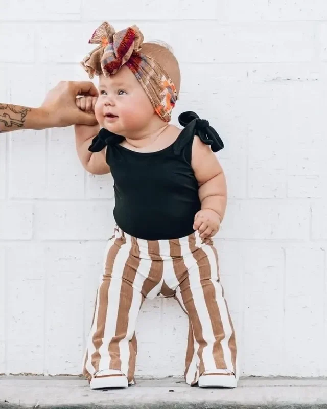 Blakely Boho Bell Bottoms – Tan Stripes