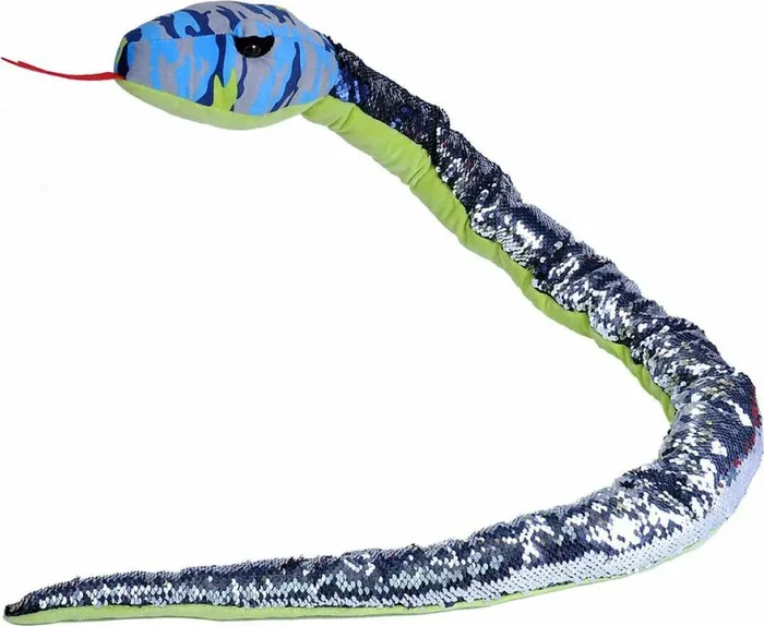 Blue Camo Sequin Snake Stuffed Animal – 54 “