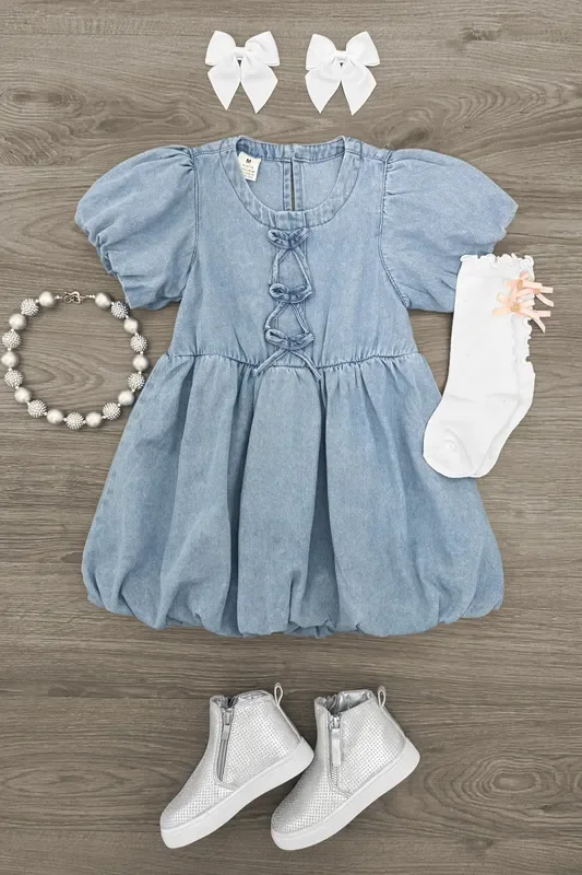 Blue Denim Bow Dress