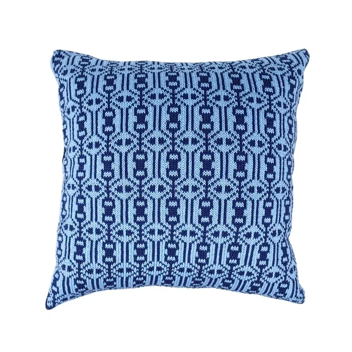 Blue Nordic Pattern Pillow, 14 “