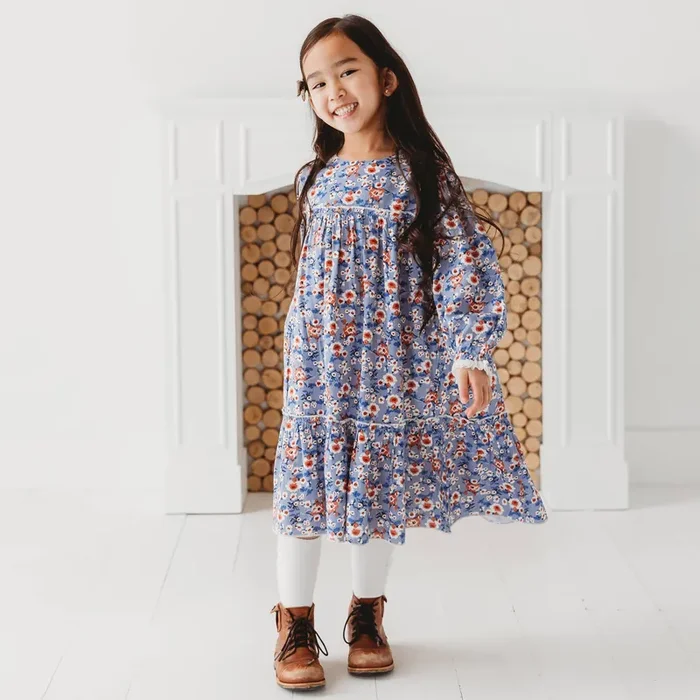 Blue Printed Flared Dress