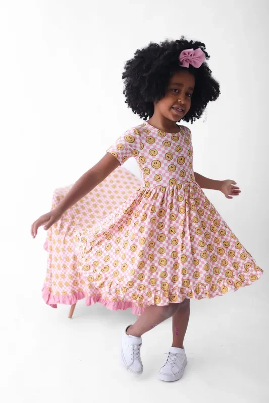 Blushin’ Checkers Dream Ruffle Dress