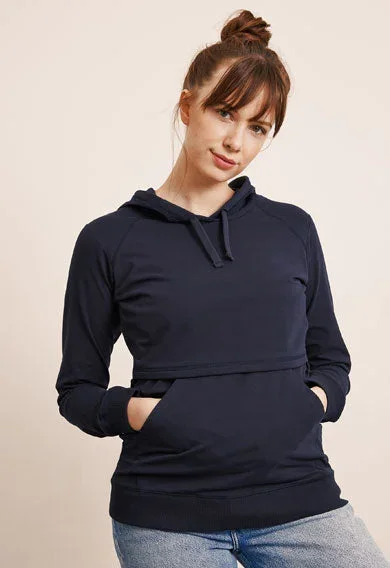 Boob B-Warmer Maternity & Nursing Hoodie Sweater Blue