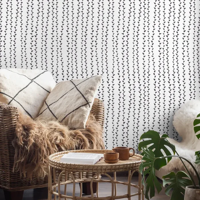 Botanical Wallpaper Featuring Delicate Trailing Vines In Gray – B341